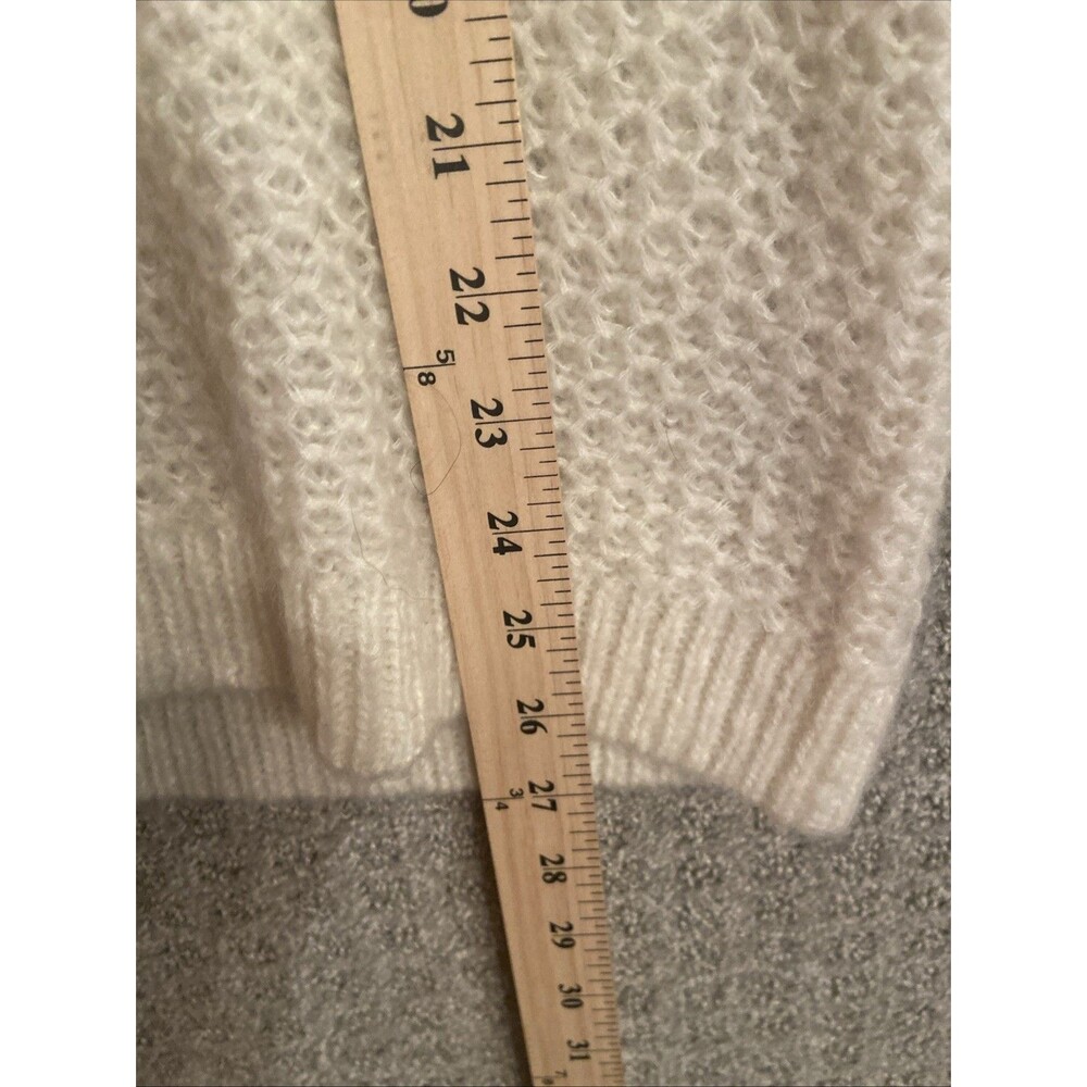 Pull Over Sweater Open Double Knit Round Neck Cream Womens Medium - Picture 6 of 6